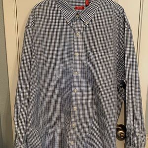 Mens Izod XXL button down shirt - light blue/blue plaid